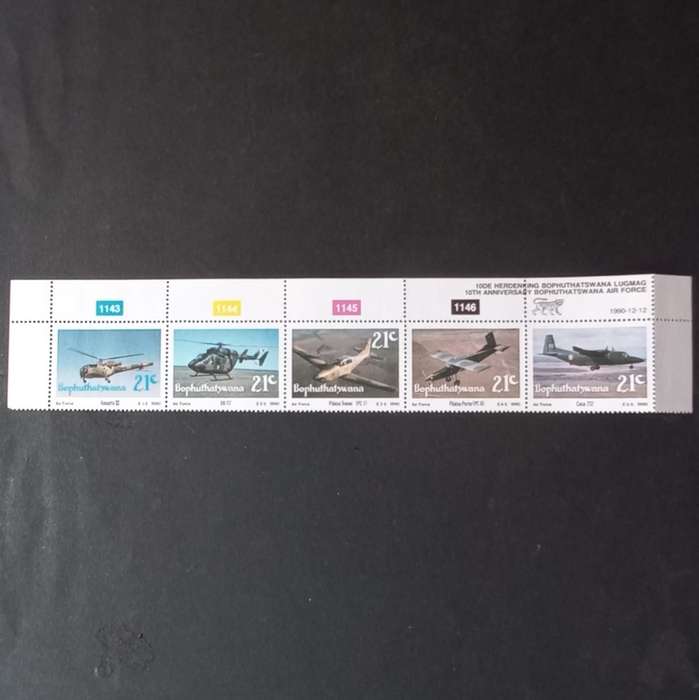 Bop - 1990 10th Anniv of Bop Air Force - Control Strip of 5 - Unused