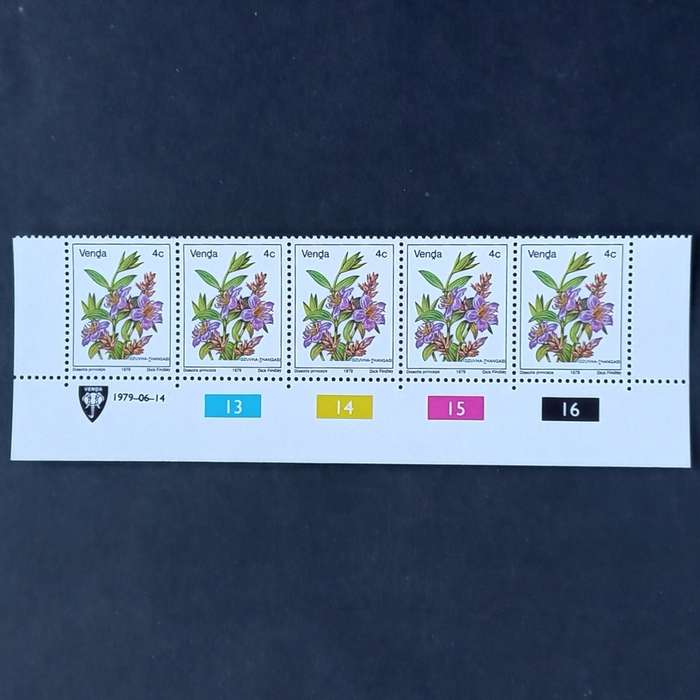 Venda - 1979 1st Defin Issue `Flowers` - 4c - Control Strip of 5 - MNH