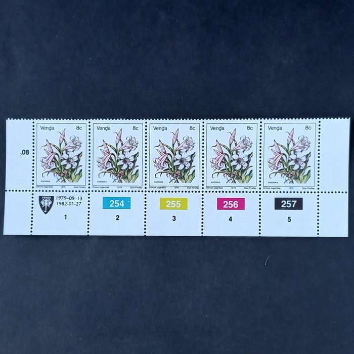 Venda - 1979 1st Defin Issue `Flowers` - 8c - Control Strip of 5 - MNH