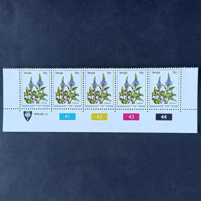 Venda - 1979 1st Defin Issue `Flowers` - 15c - Control Strip of 5 - MNH
