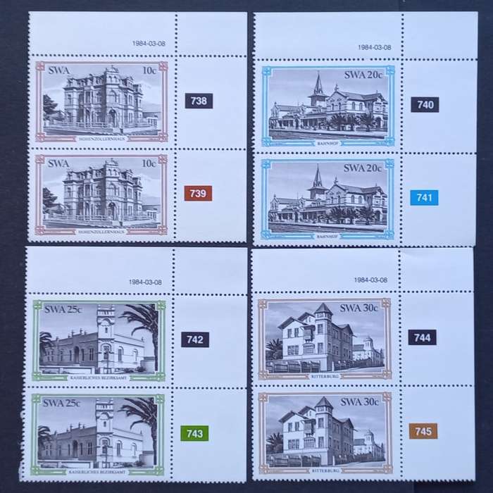 SWA - 1984 Buildings of Swakopmund - Full Set of Pairs - MNH