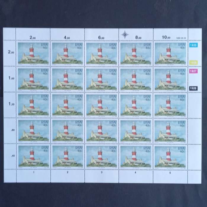 RSA - 1988 - Lighthouses - Full Set of Full Sheets of 25 - MNH