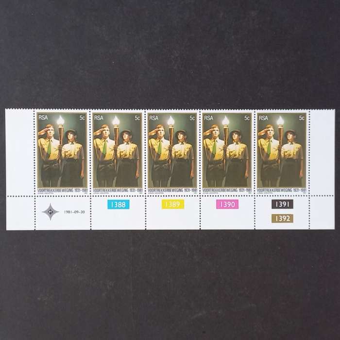 RSA - 1981 50th Anniversary of Voortrekker Movement - Control Strip of 5 - MNH