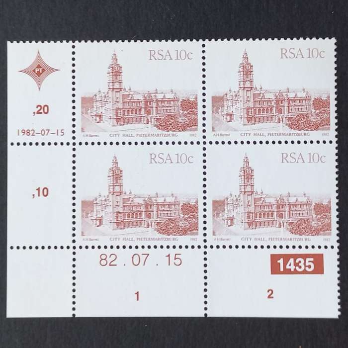 RSA - 1982 4th Defin Issue `SA Architecture` - 10c - Control Block of 4 - MNH