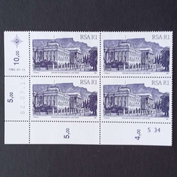 RSA - 1982 4th Defin Issue `SA Architecture` - R1 - Control Block of 4 - MNH