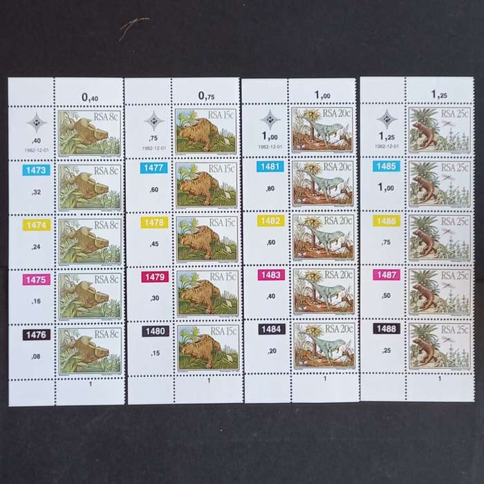 RSA - 1982 Prehistoric Animals - Full Set of Controls - MNH