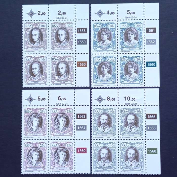 RSA - 1984 SA English Authors - Full Set of Controls - MNH
