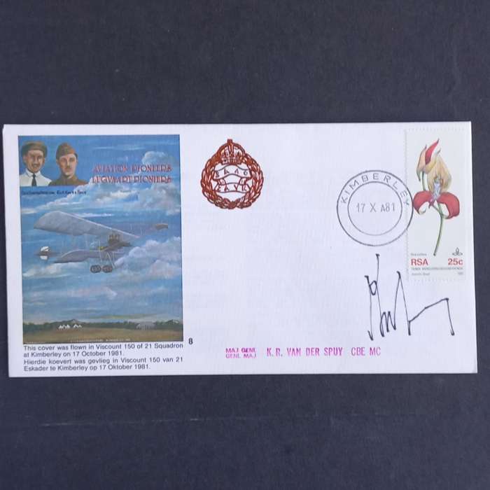RSA -1981 SAAF Comm Cover #8 Aviation Pioneers - Signed by Major General