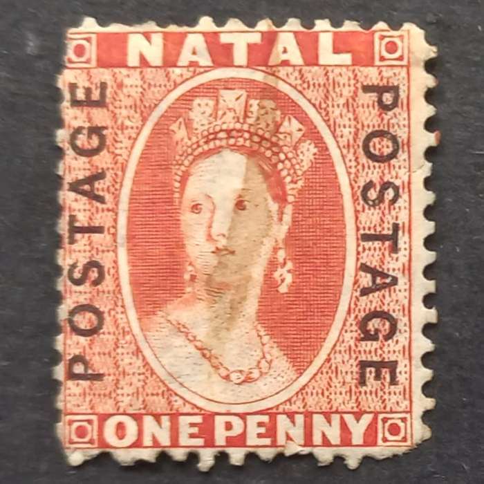 Natal - 1870-73 Queen Victoria optd "POSTAGE" - 1d Bright Red - Single - Used