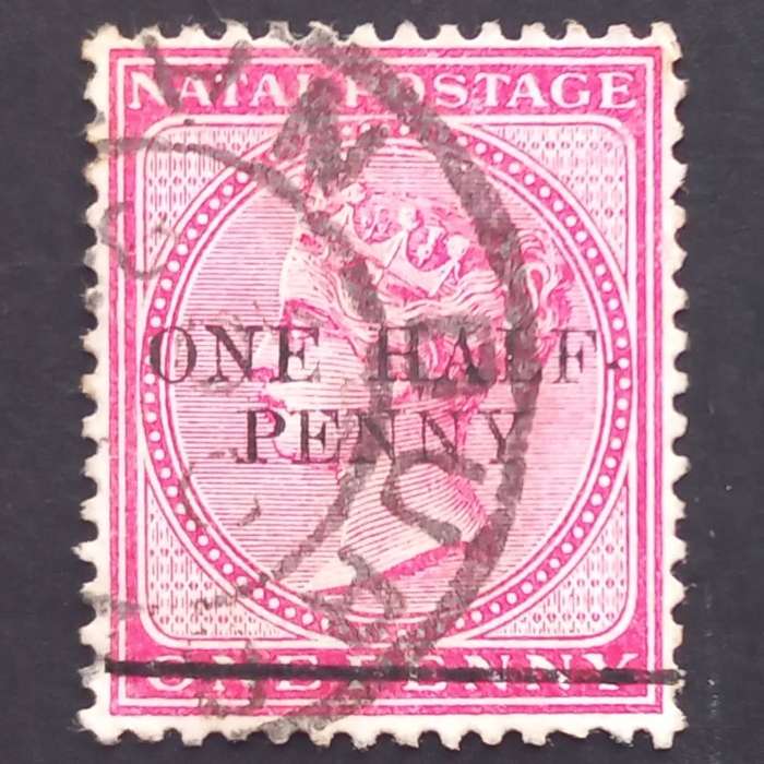 Natal - 1885 QV surcharged - 1/2d on 1d Rose - Single - Used