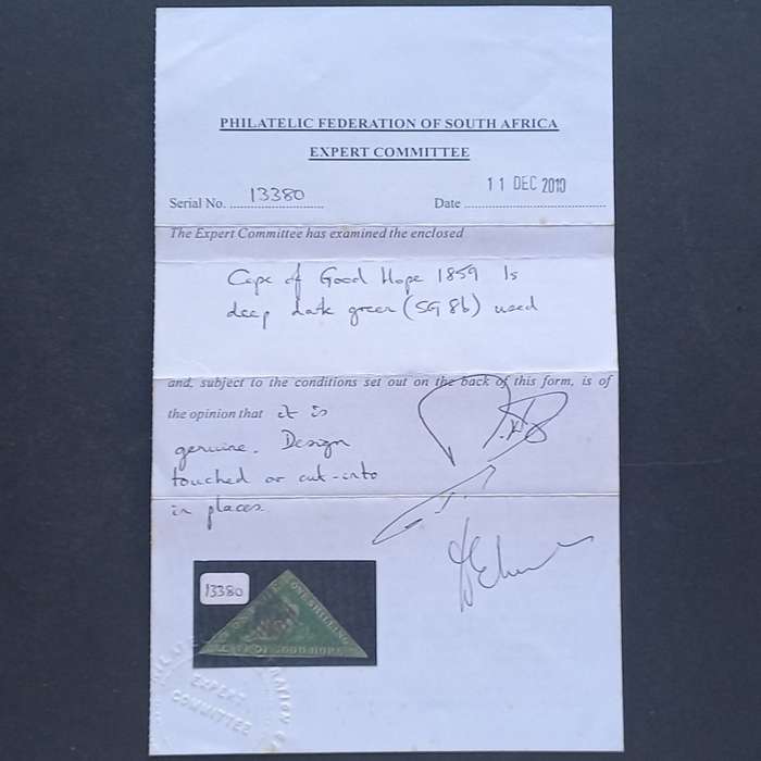 COGH - 1859 1/- Deep Dark Green - Single - Used with COA