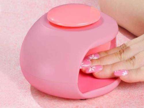 LED Light Nail Drying Air Dryer Blower Art Varnish Polish Fan Breeze Pink Portable