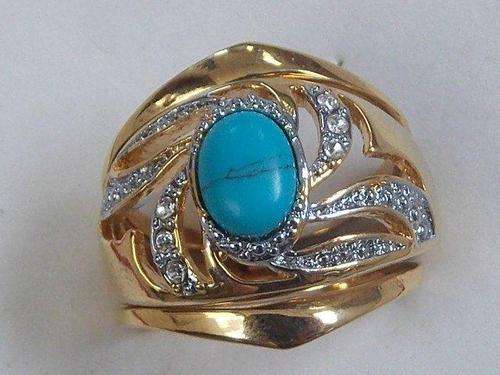 DESIGNER GOLD FUSION 3 PIECE RING WITH STUNNING SIM GEM SIZE 7(special shipping