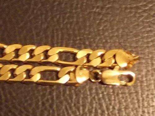 STUNNING!!! EXTRA WIDE!!!!! INTERNATIONAL IMPORT GOLD FUSION FIGARO 600 X 9MM WIDE NECKLACE CHAIN
