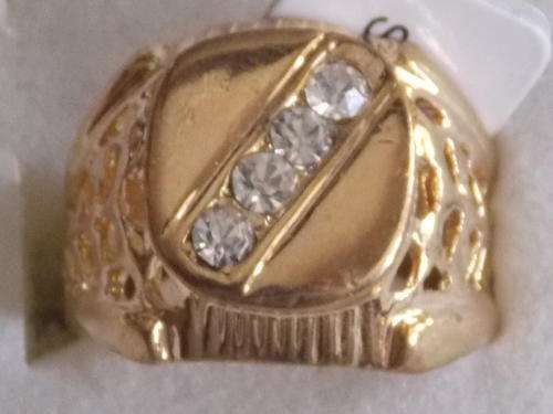 GOLD FILLED MENS RING WITH SIM DIAMONDS SIZE 18 super special!!!!!!!