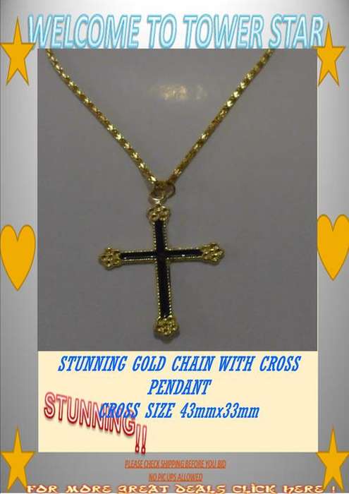 GOLD COATED CHAIN WITH CROSS SIZE 43mmx33mm