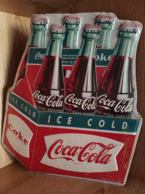 "COCA-COLA" THEMED, EMBOSSED METAL HANGING SIGN - NEW!