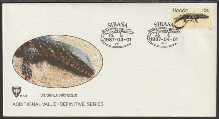 Venda FDC No 2.5.1 Reptiles 1987