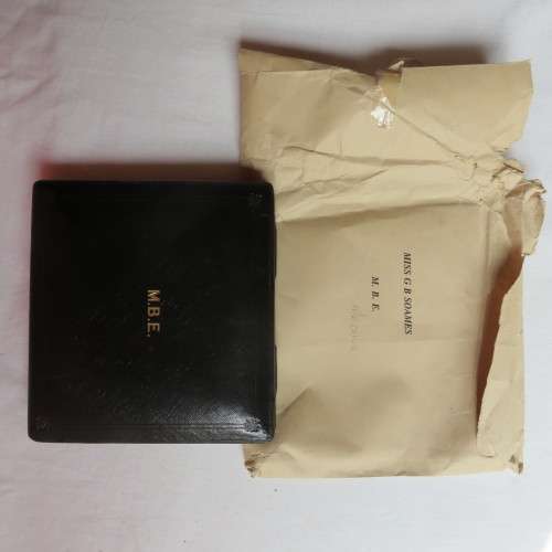 BOXED FULL SIZE MBE BREAST MEDAL TO MISS G.B. SOAMES-GOOD CONDITION