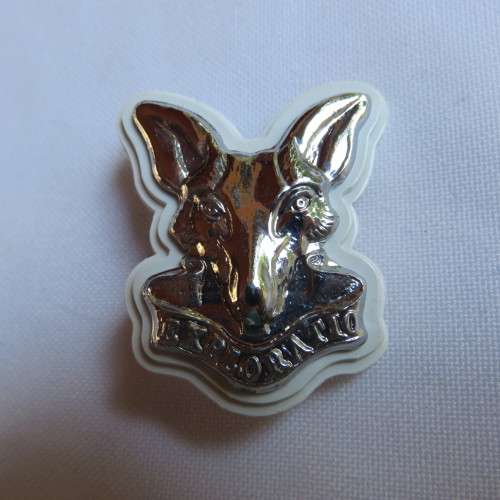 SA INTELLIGENCE CORPS CHROMED CAP BADGE-2X SCREW LUGS