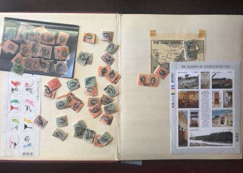 ALBUM OF HUNDREDS OF MIXED STAMPS- SEE PICS