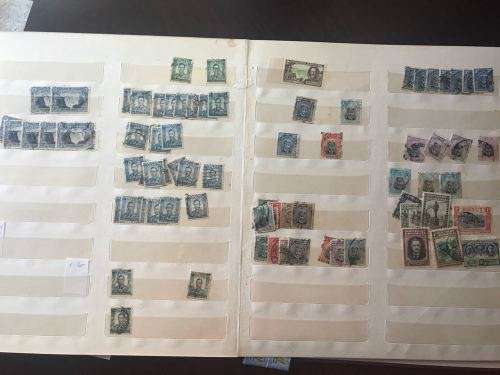 ALBUM OF HUNDREDS OF MIXED STAMPS- SEE PICS