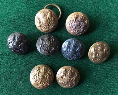 BRITISH GENERAL SERVICE BRASS TUNIC BUTTONS-SOLD IN BATCHES OF 8-DIAMETER 22MM