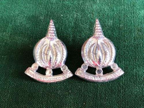 FINANCE SERVICES CHROME COLLAR BADGE PAIR-APPROVED 1973-PINS INTACT