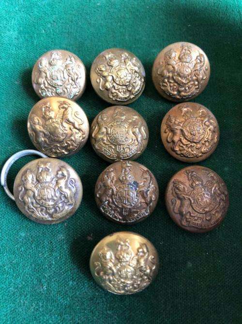 UNIVERSAL BRITISH TUNIC BUTTONS- 10 SOLD TOGETHER-DIAMETER 16 M