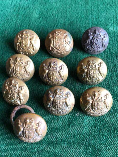 UNNION COAT OF ARMS BRASS TUNIC BUTTONS-WORN FROM 1913-DIAMETER 16 MM-SOLD IN BATCHES OF 10 TOGETHER