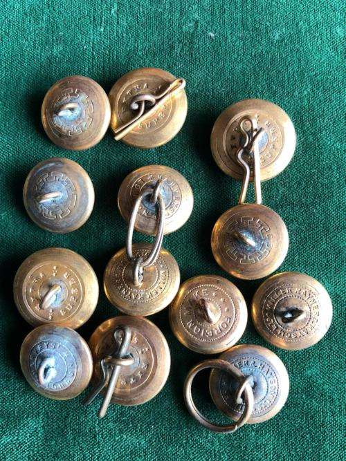 UNIDENTIFIED HEAVY GILT,OFFICERS TUNIC BUTTONS-13 SOLD TOGETHER-DIAMETER 21 AND 18 MM