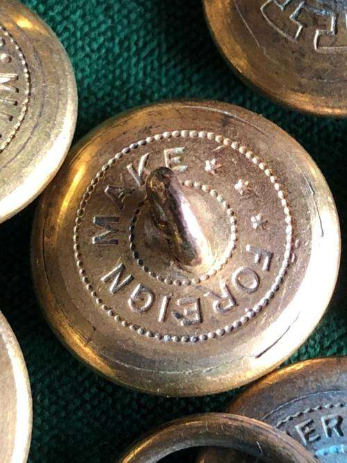 UNIDENTIFIED HEAVY GILT,OFFICERS TUNIC BUTTONS-13 SOLD TOGETHER-DIAMETER 21 AND 18 MM