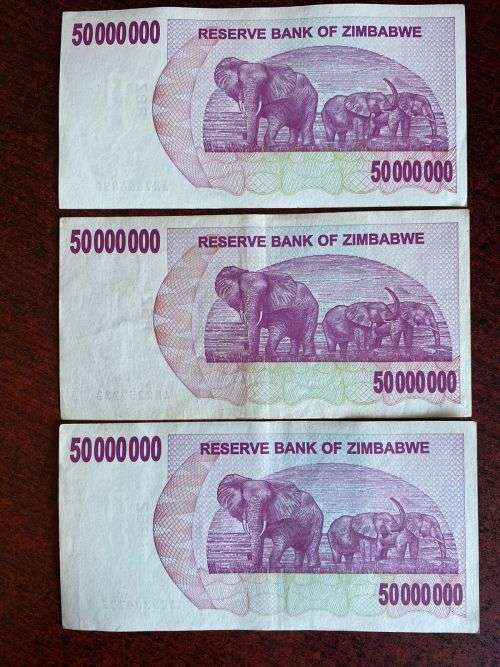 ZIMBABWE UNCIRCULATED 500 MILLION DOLLAR BEARER CHEQUE- 3 SOLD TOGETHER