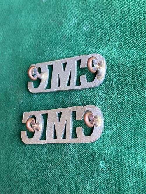 TRANSVAAL CYCLE AND MOTORCYCLE CORPS,WHITE METAL,SHOULDER BADGE-WORN 1909-1914-LUGS INTACT-SCARCE