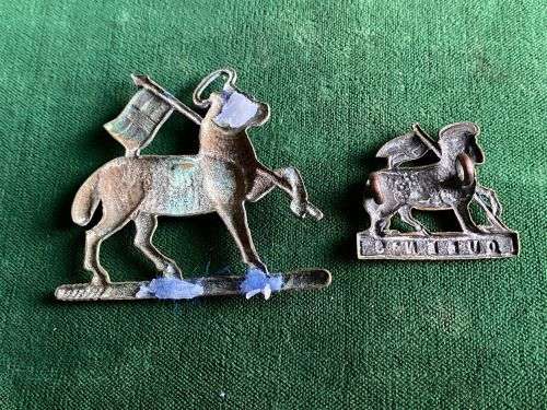 QUEENS REGIMENT CAP(NO LUGS) AND ONE COLLAR WORN 1920-1950`S