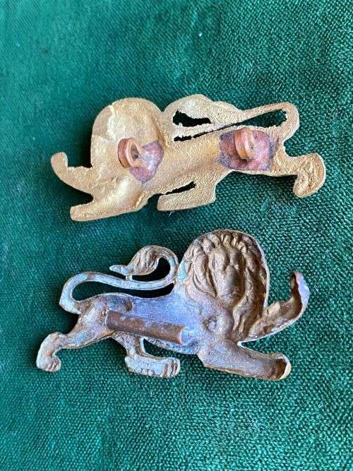 ROYAL LANCASTER REGIMENT,COLLAR DOGS-ONE WITH MISSING LUGS