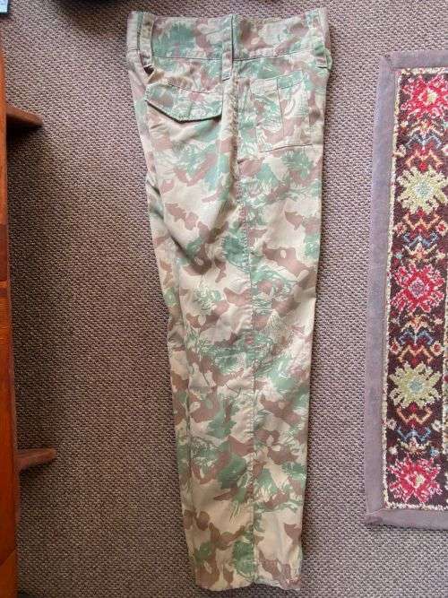POLICE TASK FORCE-2ND PATTERN CAMO TROUSERS-SIZE 32,PIPE LENGTH 78CM-USED BUT GOOD CONDITION