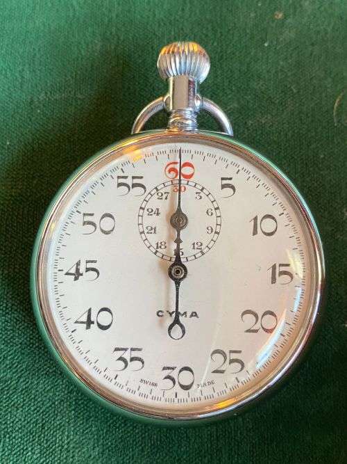 CYMA,SWISS MADE STOP WATCH-DIAMETER 46 M-VERY GOOD WORKING CONDTION
