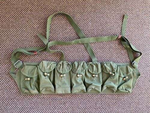 RHODESIAN BUSH WAR USED ORIGINAL AND VERY SCARCE CHI COM TYPE 63 BANDOLIER IN GOOD CONDITION-THE TYP