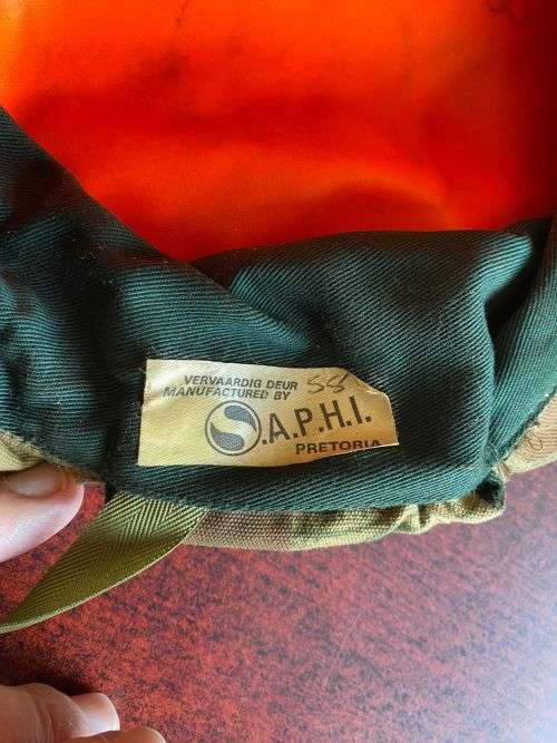 POLICE TASK FORCE,2ND PATTERN CAMO FLAP CAP-GLOW IN THE DARK INNER-SIZE 58-VERY GOOD CONDITION,WITHO