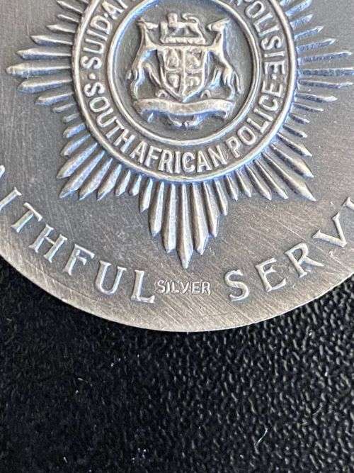 SA POLICE STAR FOR FAITHFULL SERVICE(1979) SILVER STAMPED-UNNAMED-SOLD WITH MINIATURE