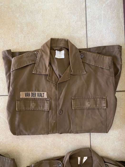 SADF BORDER WAR PERIOD NUTRIA SHIRT-4 SOLD TOGETHER-LONG SLEEVE-MEDIUM TO LARGE SIZE- USED BUT GOOD