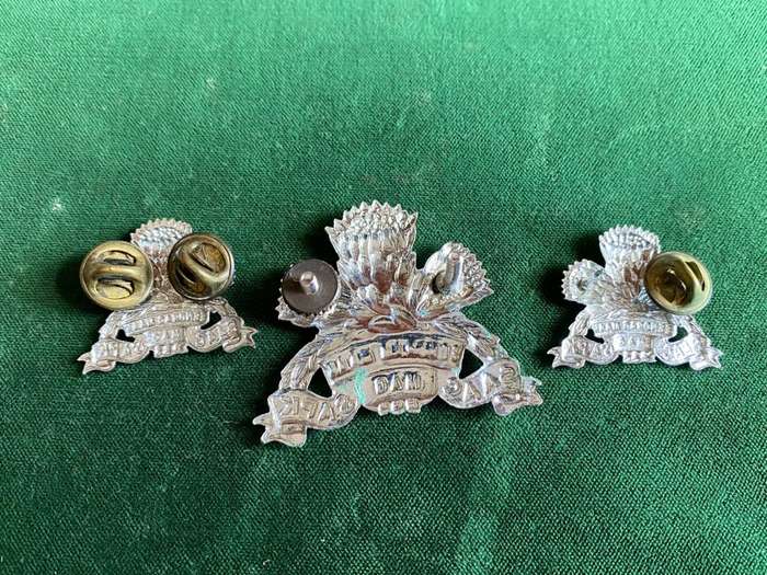 SA ARMOURED CORPS CAP AND 2 COLLARS IN CHROME-WORN 1970`S-1980`S-LUGS + PINS INTACT