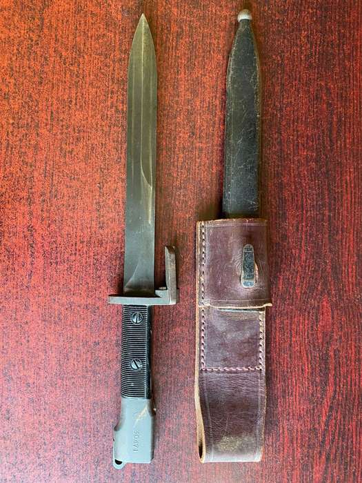 PLASTIC GRIPPED FN FAL TYPE A (1953) BAYONET-SA MILITARY MARKINGS-THIS BAYONET IS IN VERY GOOD CONDI