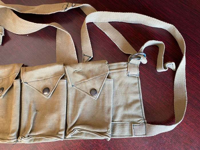 ORIGINAL,BATTLE USED,RHODESIAN CHEST WEBBING-LABELLED AND MADE BY FEREDAY AND SONS-RHODESIA-BELONGED