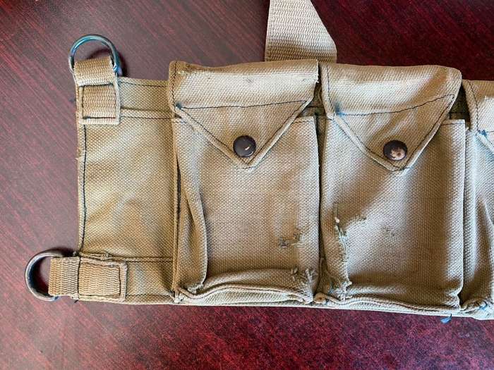 ORIGINAL,BATTLE USED,RHODESIAN CHEST WEBBING-LABELLED AND MADE BY FEREDAY AND SONS-RHODESIA-BELONGED