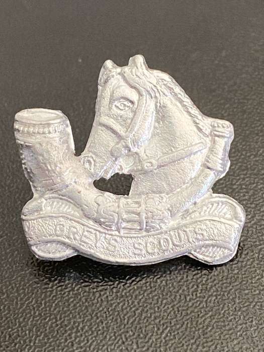 RHODESIAN GREY SCOUTS-ORIGINAL ANODISED BERET BADGE FOR OTHER RANKS-WORN 1976-1980- 2 LUGS