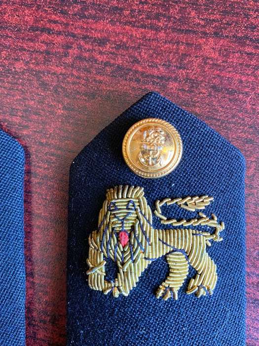 SA NAVY ENSIGNS HARD SHOULDER STRAPS-BULLION WIRE LIONS AND GOLD LACE
