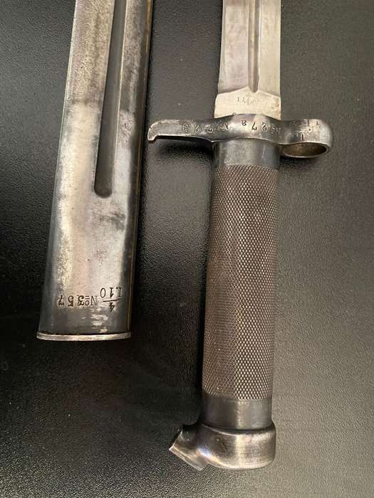 SWEDISH M1896 BAYONET WITH MEDAL SCABBARD EJEAB WITH A CROWN AND ANCHOR MARKINGS ON THE RICASSO-THIS