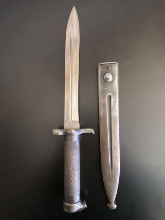 SWEDISH M1896 BAYONET WITH MEDAL SCABBARD EJEAB WITH A CROWN AND ANCHOR MARKINGS ON THE RICASSO-THIS